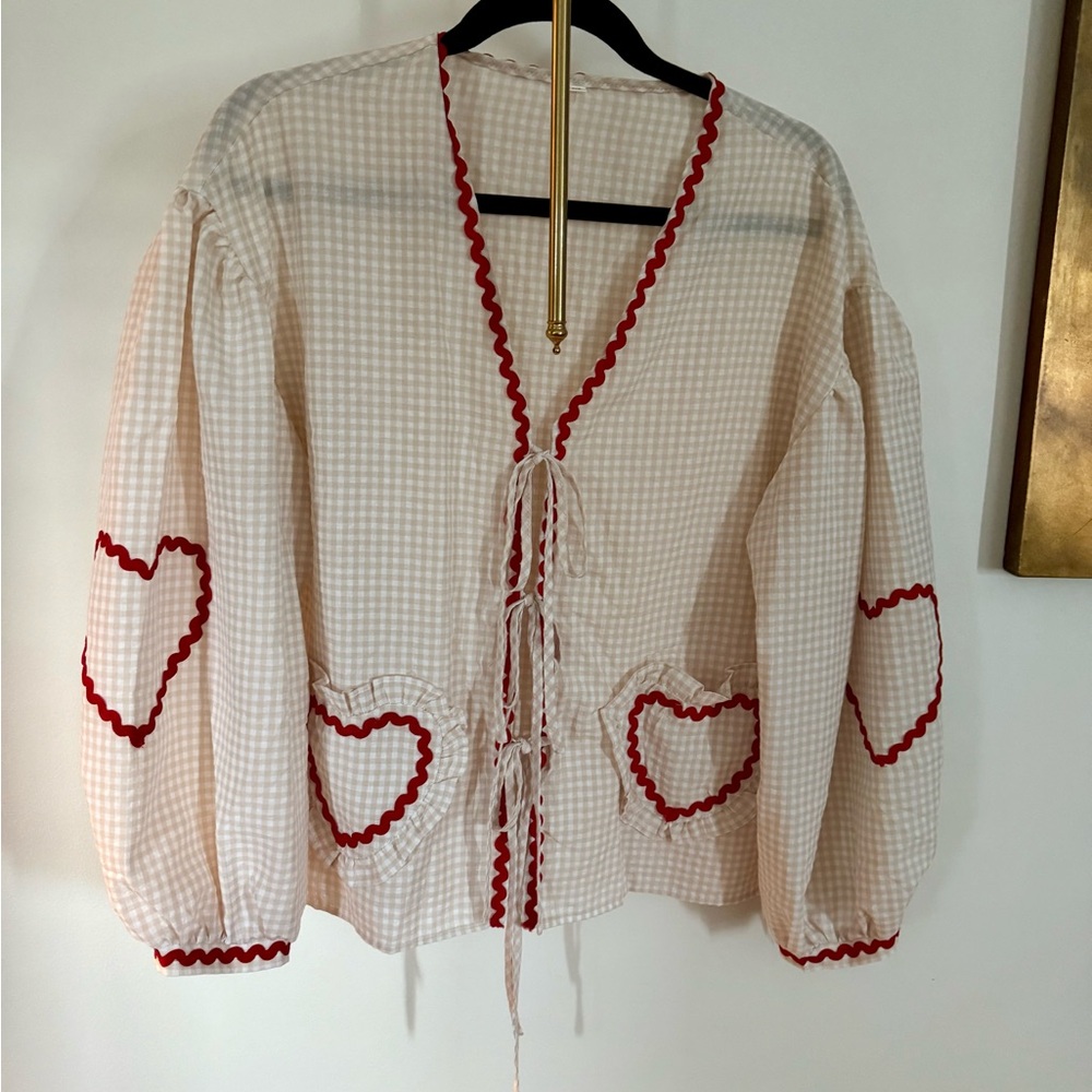 Charming Heart-Trimmed Women's Top